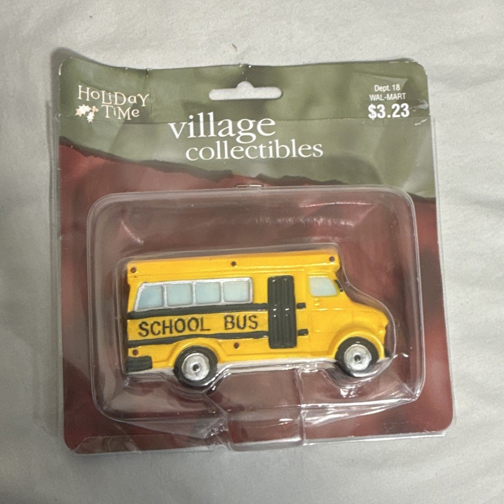 Holiday Time Christmas Village School Bus Resin Accessory Painted Boxed 1pc